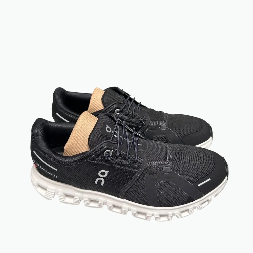 On Cloud 6 Shoes Womens 8.5 Black White Lightweight Athletic Running 3WF10060299